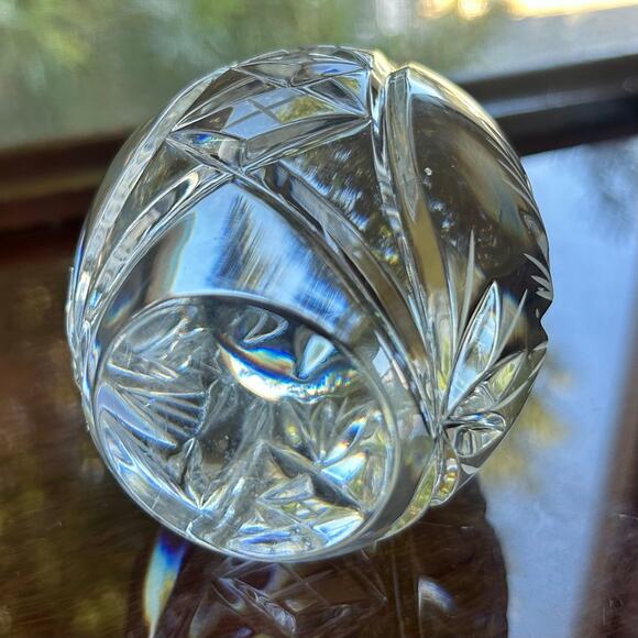 Vintage Polish 24% Lead Crystal Cut Glass Egg Paperweight 4.25 - Picture 7 of 12